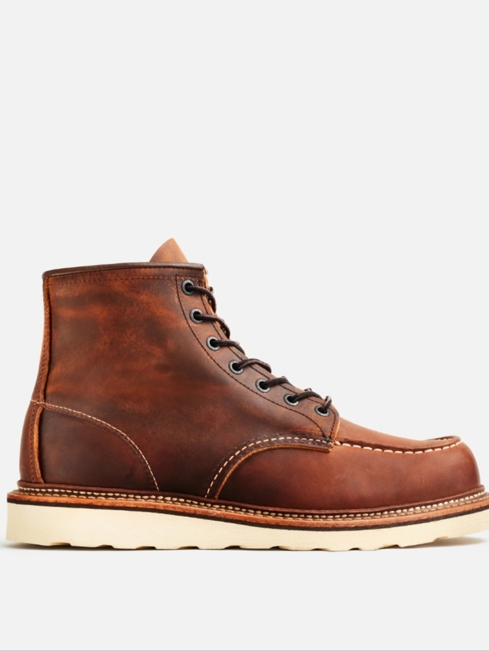 RED WING Men's Brown Leather Moc Toe Work Boots - Picture 4 of 16